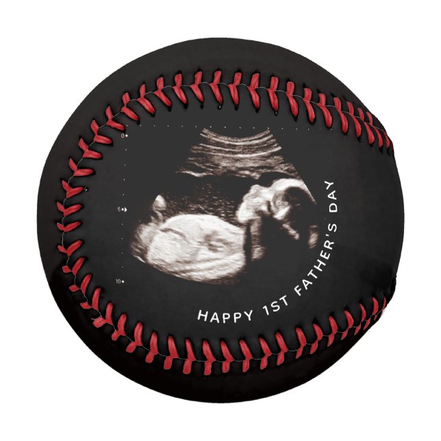 Balle De Baseball Première Fête des pères Personnalisée Bébé Sonogra (Devant Gauche)