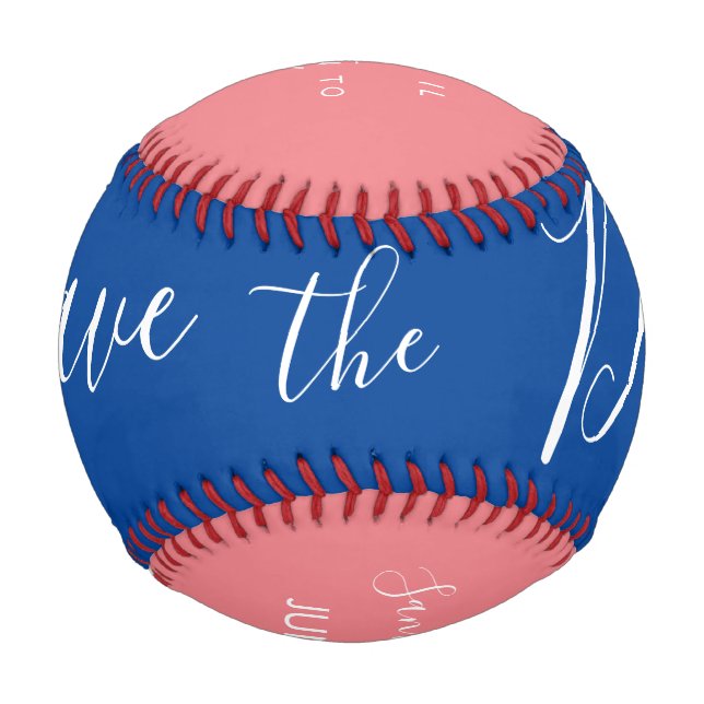 Balle De Baseball Red Blue Script Heart Save Dates Baseball (Devant)