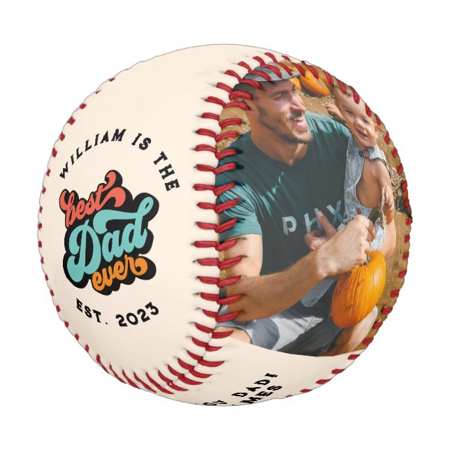 Balle De Baseball Retro Super Meilleur papa Ever 2 Photo (Angle)