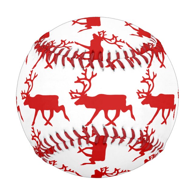 Balle De Baseball Rindeer rouge / Silhouette caribou (Devant)