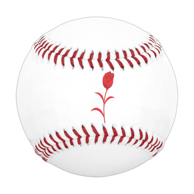 Balle De Baseball Rose Madder, Rouge lave, design floral (Devant)