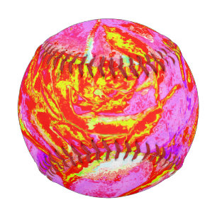 Balle De Baseball Rosette Succulente Succulente rose, rouge et jaune