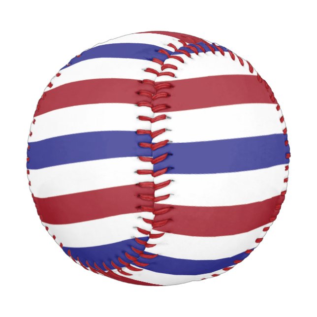 Balle De Baseball Rouge, blanc et bleu rayé (Angle)