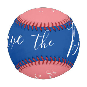 Balle De Baseball Rouge Bleu Script Cœur Enregistrer les dates Ba