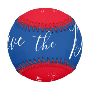 Balle De Baseball Rouge Bleu Script Cœur Enregistrer les dates Ba
