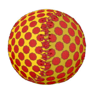 Balle De Baseball Ruban de fleurs rouges par Kenneth Yoncich