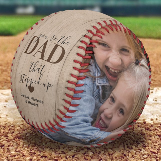 Balle De Baseball Rustic Steup Papa Fête des pères Photo Baseball (Créateur téléchargé)