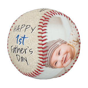 Balle De Baseball Rustique 1er Père`s Day Script 2 Photo Collage Bas