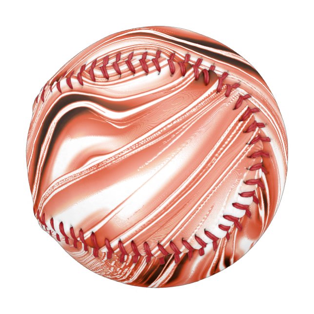 Balle De Baseball Saumon à rouge long ondulé traces sur fond blanc (Dos Gauche)