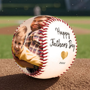 Balle De Baseball Script moderne Happy Fête des pères Gold Heart P