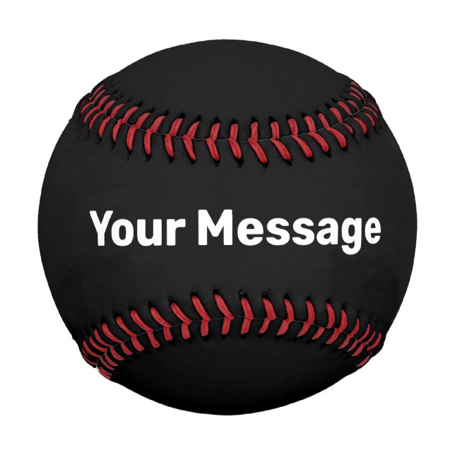 Balle De Baseball Simple noir et blanc Votre message Modèle texte (Devant)