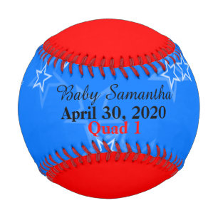 Balle De Baseball Statistiques de naissance de fille Quad Rouge Blan