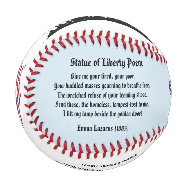 Balle De Baseball Statue du poème de la liberté, Une nation d'immigr (Devant Gauche)
