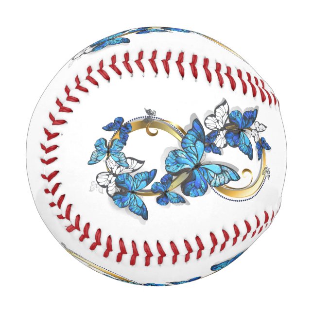 Balle De Baseball Symbol Infinity of Blue Morpho Butterflies (Devant Gauche)