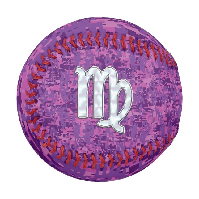 Balle De Baseball Symbole Virgo Style Camouflage numérique Fuchsia r (Devant Gauche)
