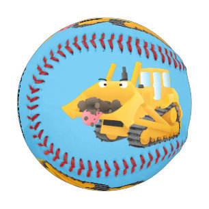 Balle De Baseball Sympa joli caractère de dessin animé au bulldozer