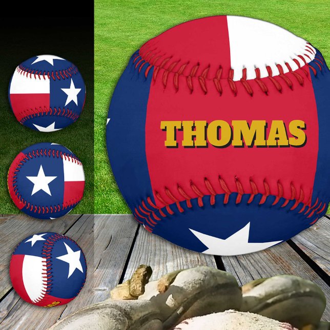 Balle De Baseball Texas Flag, Texas, Monogramme / Balls De Baseball (Créateur téléchargé)
