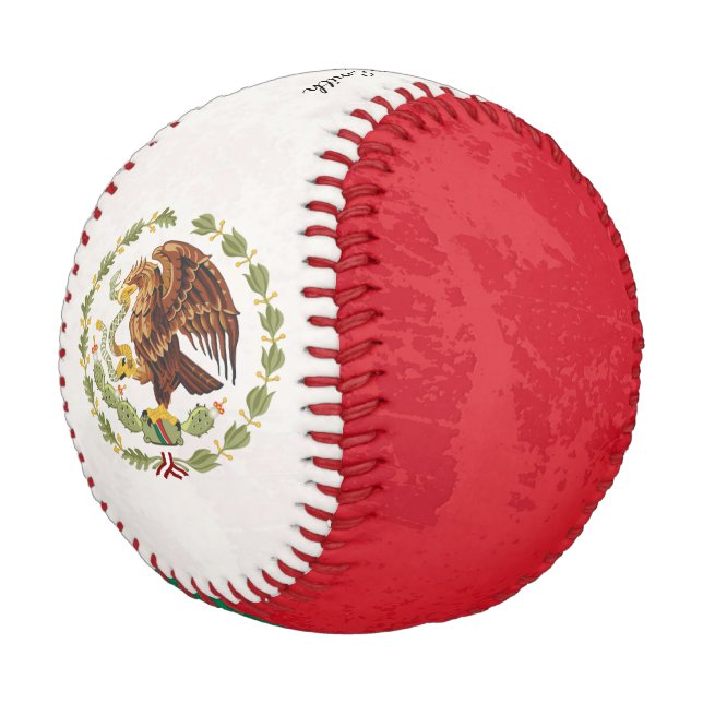 Balle De Baseball texture grunge vintage drapeau mexicain personnali (Angle)