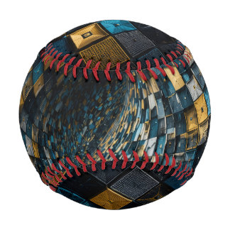 Balle De Baseball Tourbillon Géométrique Bleu Or Luxueux 