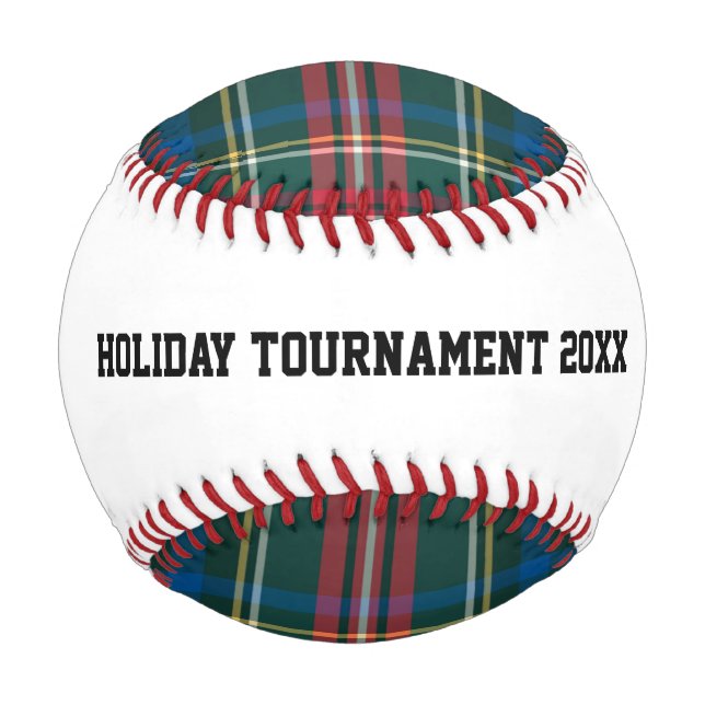 Balle De Baseball Tournoi de baseball Tartan Plaid NOM ANNÉE (Dos)