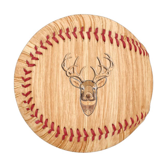 Balle De Baseball Trophée de la Tête de Cerf Blanc Style grain de bo (Devant Gauche)