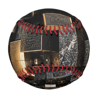 Balle De Baseball Tunnel de cube noir futuriste infini en or