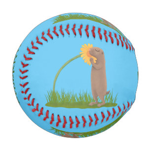 Balle De Baseball Un mignon chien de prairie reniflant la caricature