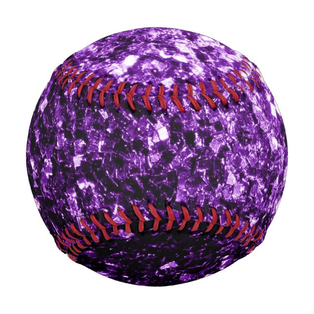 Balle De Baseball Violet foncé faux paillettes scintillent bling (Devant)