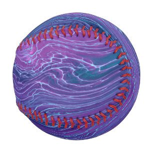 Balle De Baseball Violet Violet Bleu Marbré Acrylique Abstraction