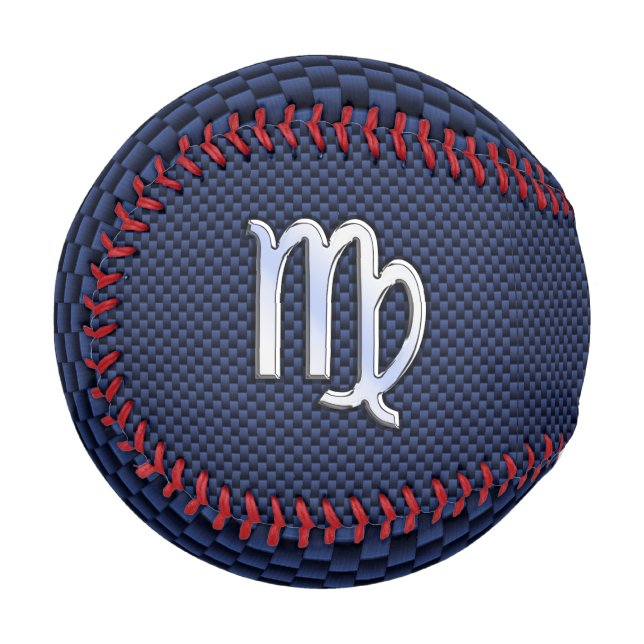 Balle De Baseball Virgo Sign on Blue Carbon Fibre Style d'impression (Devant Gauche)