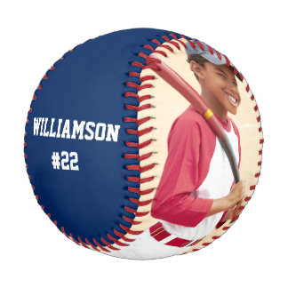 Balle De Baseball Votre photo, votre texte bleu ou choisissez la cou