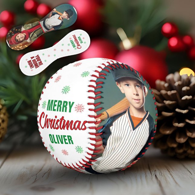 Balle De Baseball Vous êtes Home Run Joyeux Noël Nom 2 Photos (Créateur téléchargé)