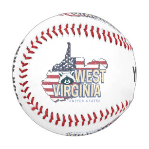 Balle De Baseball West Virginia États-Unis Carte Retro Vintage USA