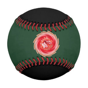 Balle De Baseball Wild Wolf Whirling baseball vert et noir