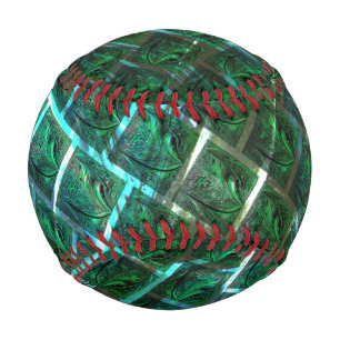 Balle De Baseball 'Yeux encadrés verts', rayures et râtonnages bleus