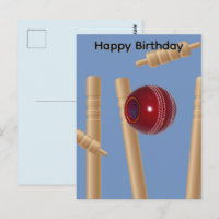 Balle de cricket et piquets, carte postale d'anniv