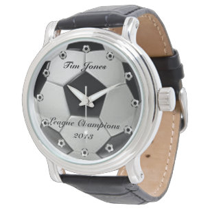 Balle de football classique Montre en acier inoxyd