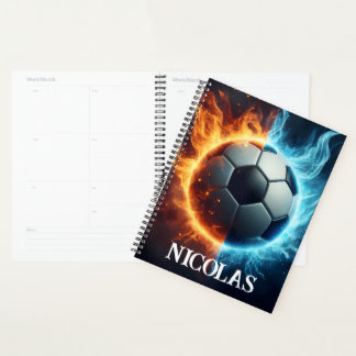 balle de football sur feu et glace