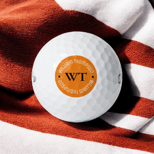 balle de golf avec nom ( cercle orange monogramme