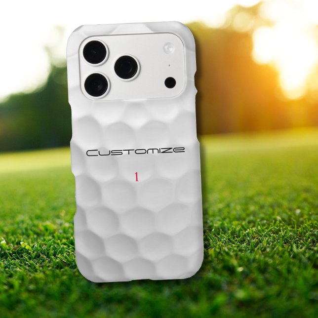 Balle de golf blanche texturée avec nom et numéro  (Créateur téléchargé)