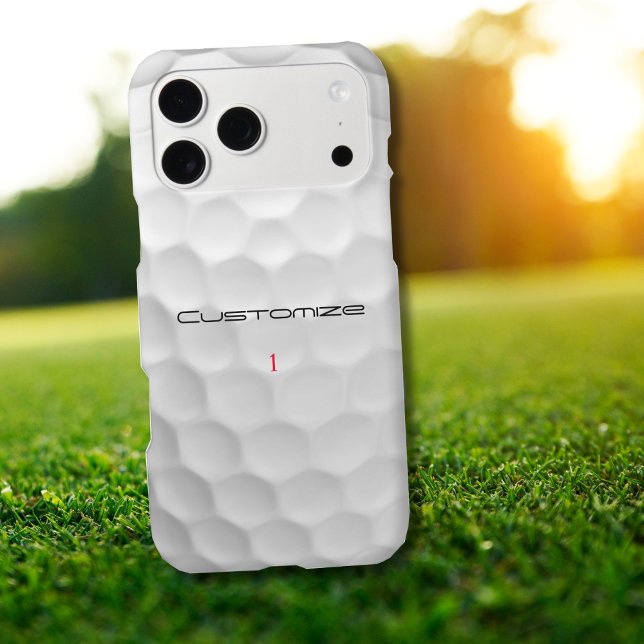 Balle de golf blanche texturée avec nom et numéro  (Créateur téléchargé)