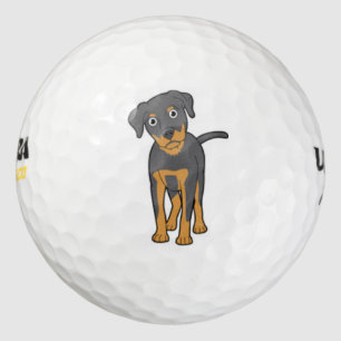 balle de golf de chien de rottweil mignon