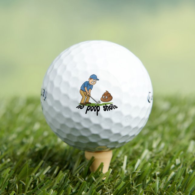 Balle de golf drôle « No Poop Shots » – Émoji Caca (T-shirt Insitu)