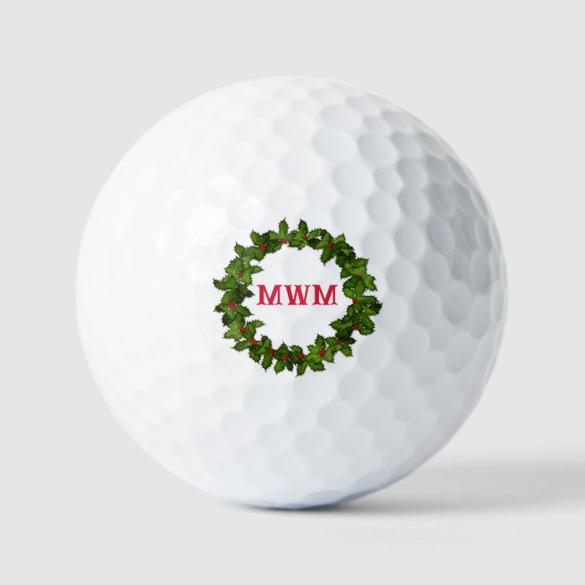Balle de golf sur mesure Monogramme de Noël (Recto)