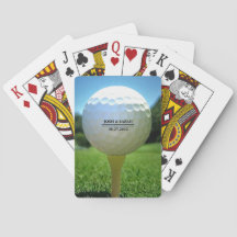 Balle de golf sur tee cartes à jouer