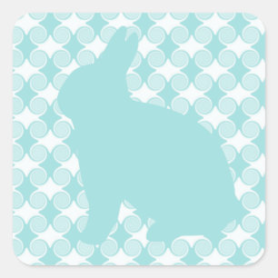 Balle de Pâques Stickers Carré, Bleu clair