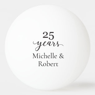 Balle De Ping Pong 25 ans mariage anniversaire Minimal Élégant