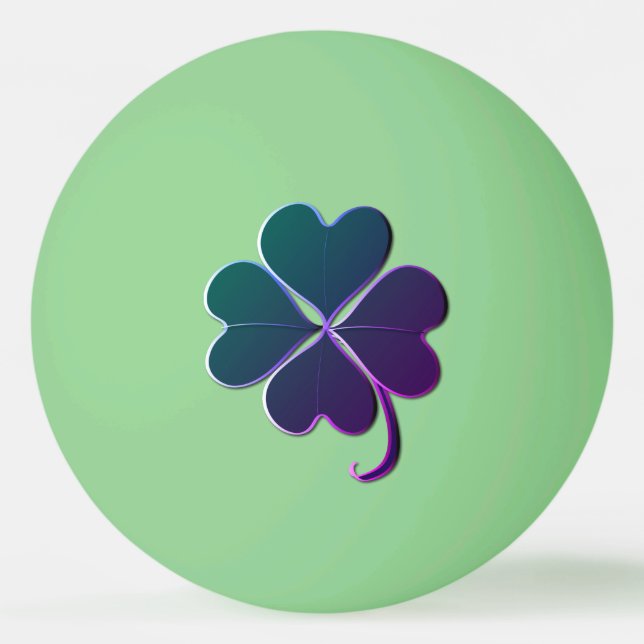 Balle De Ping Pong 4 feuilles de Shamrock pourpre brillent dans l'obs (Devant)