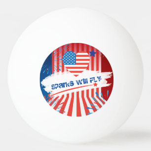 Balle De Ping Pong 4 juillet American USA Flag Heart personnalisé
