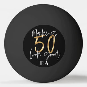 Balle De Ping Pong 50e anniversaire initiales cadeaux personnalisés
